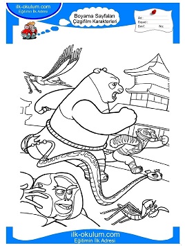 Çocuklar İçin Kunk-Fu-Panda Boyama Sayfaları 